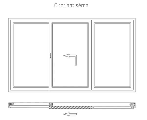 Emelő-toló ajtó C variáns séma